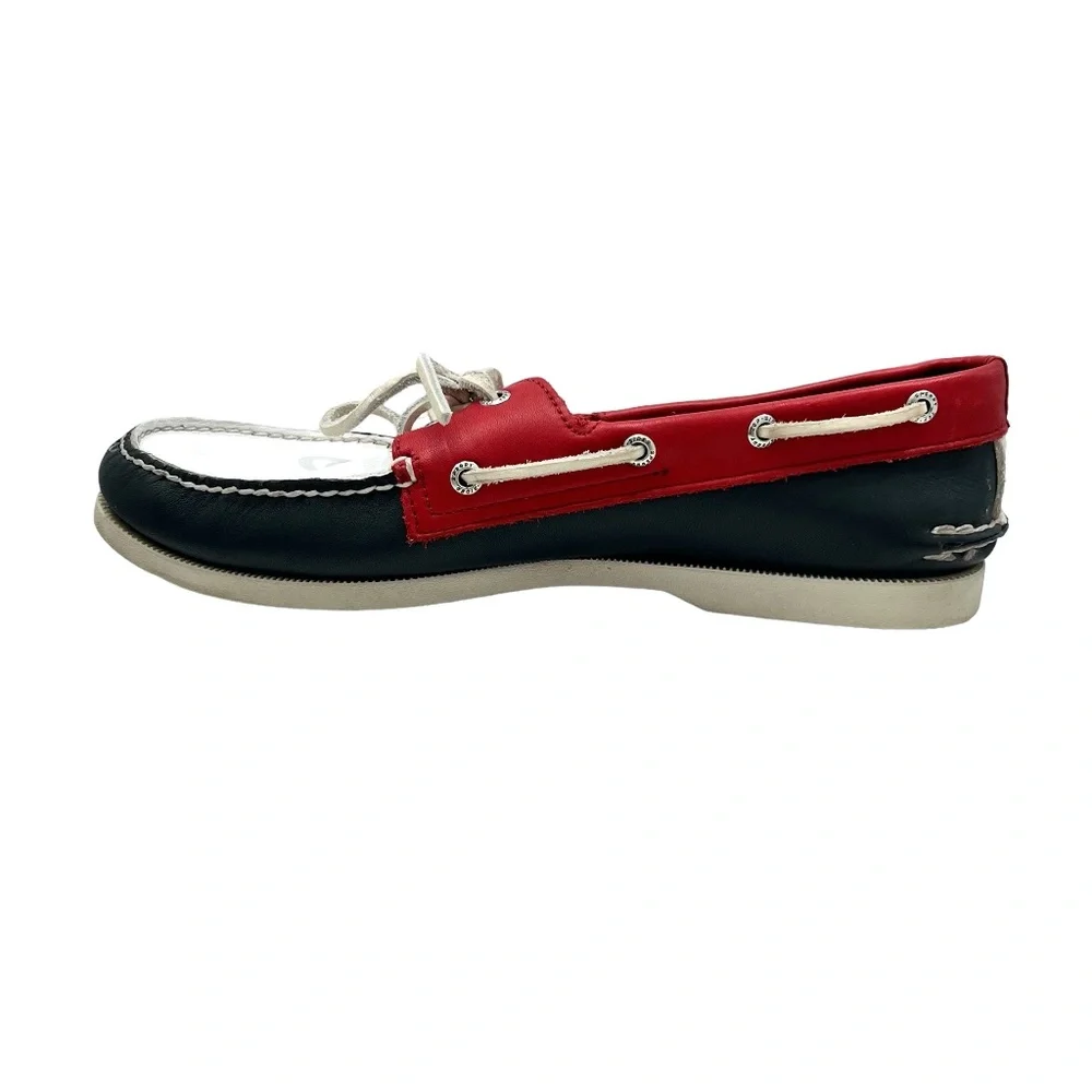 SPERRY TOP-SIDER 2-EYE BOAT SHOES IN RED, WHITE & BLUE